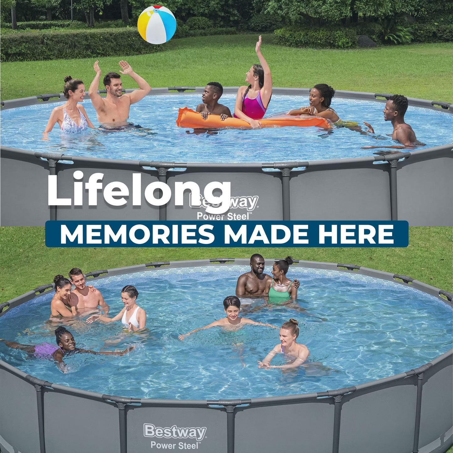 Power Steel 18’ x 48” Round Above Ground Pool Set