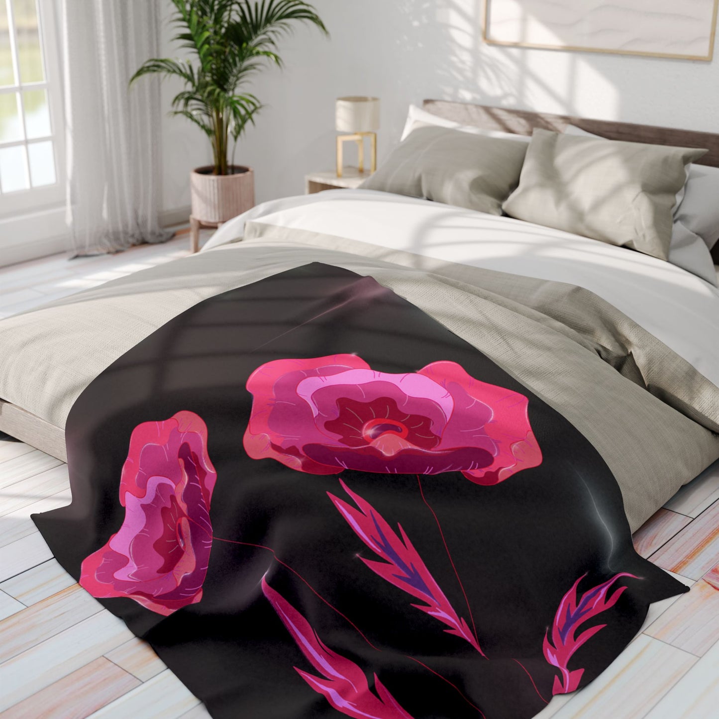 Vibrant Floral Arctic Fleece Blanket - Cozy Gift, Home Decor, Valentine's Day, Beach Blanket, Throw