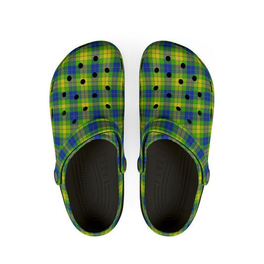 Plaid Green & Blue EVA Foam Clogs — Lightweight Garden & Beach Shoes