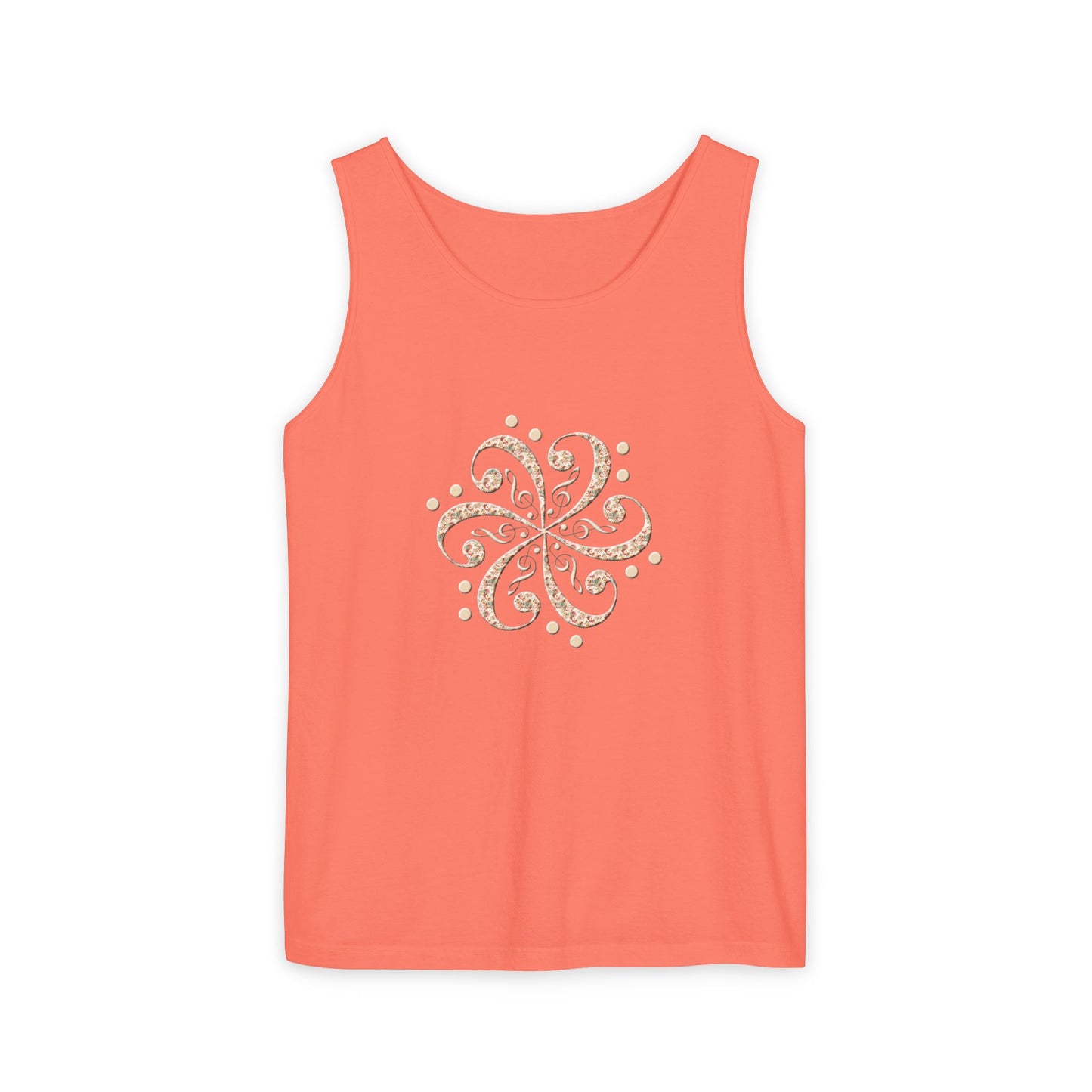 Boho Spiral Design Tank Top | Unisex Summer Apparel, Casual Wear, Beach Outfit, Festival Top, Gift Idea