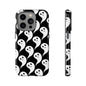 Ghost Pattern Phone Case, Cute Ghost Cell Phone Cover, Halloween Accessory, Spooky Gift, Black and White Phone Case