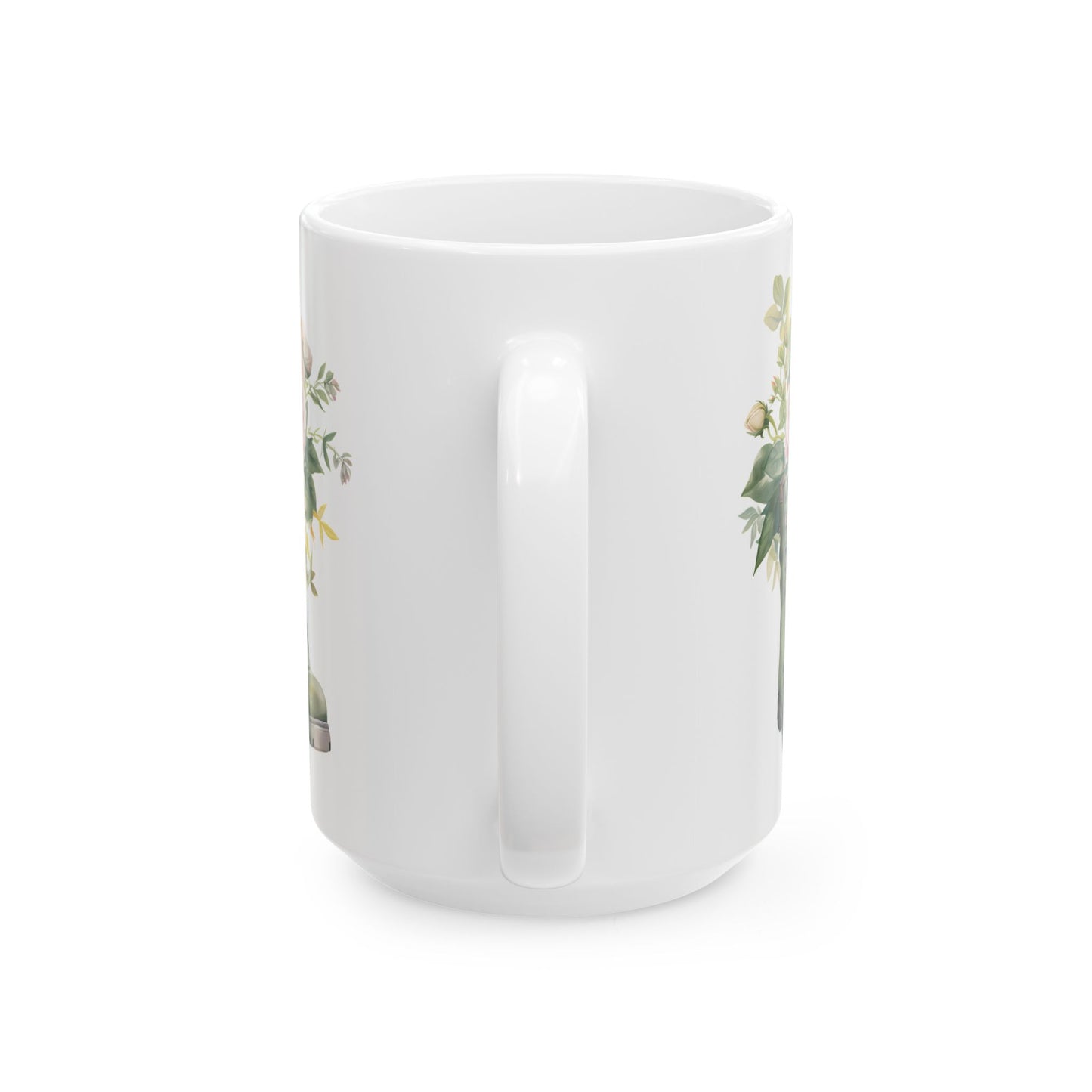 Floral Combat Boot Mug — Military Green Boot with Pink Roses Ceramic Coffee Cup (11oz & 15oz)