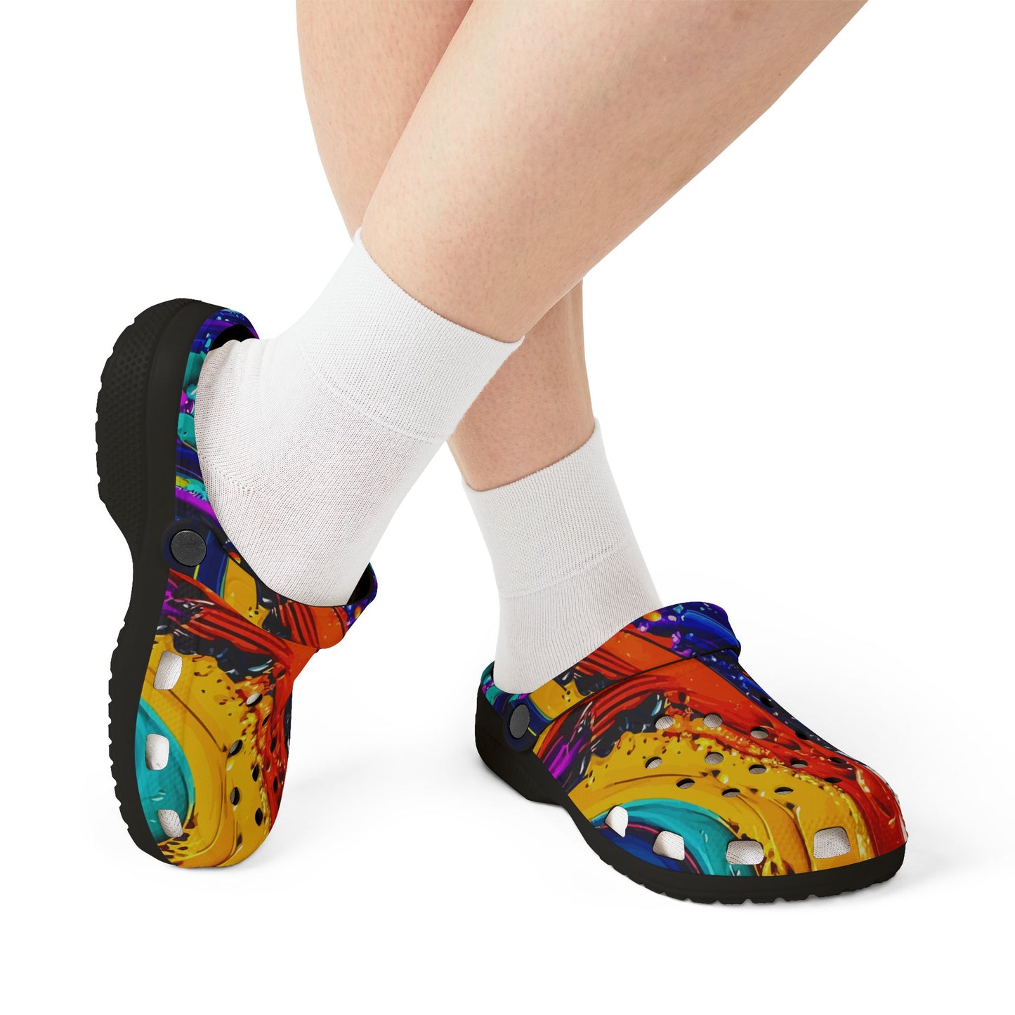 Color Splash EVA Foam Clogs – Vibrant Abstract Slip-On Shoes