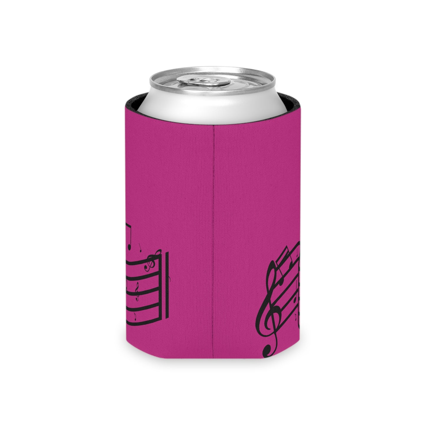 Musical Notes Can Cooler – Pink Neoprene Beverage Koozie for Music Lovers