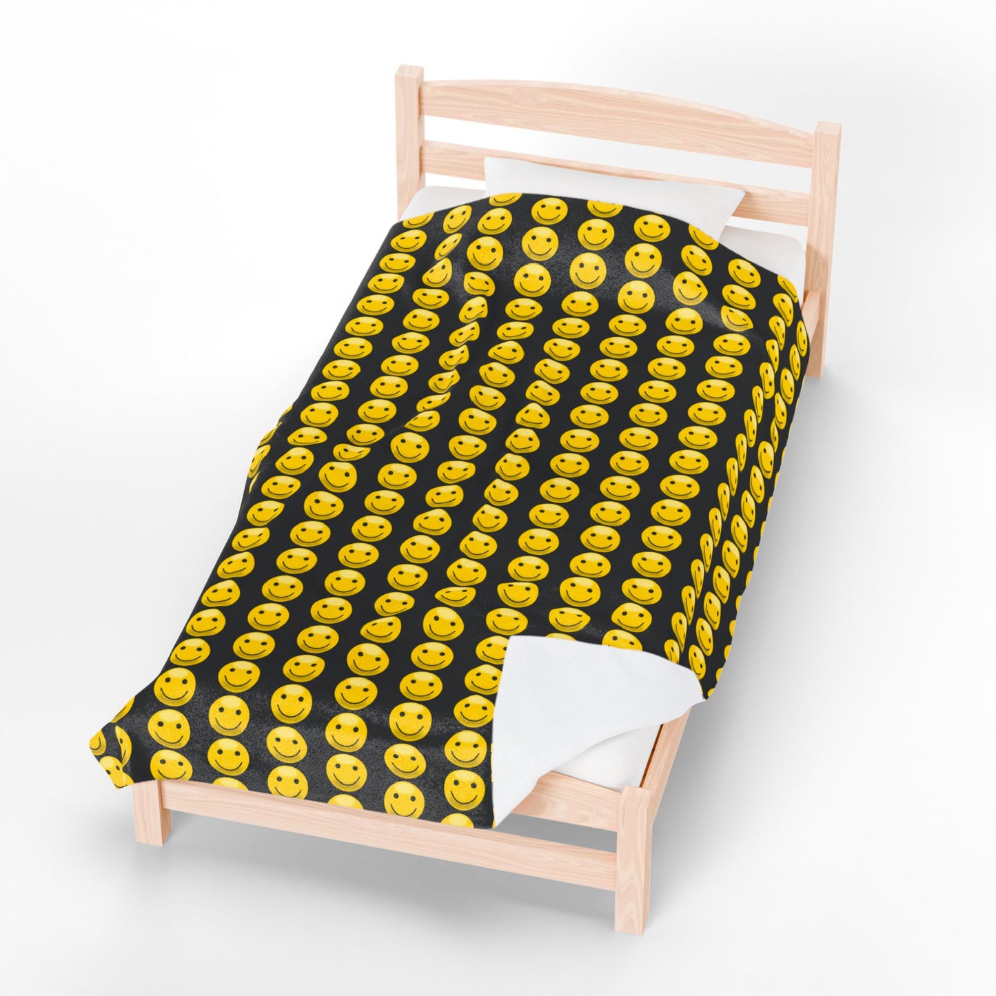 Smiley Face Velveteen Plush Blanket | Cozy Throw for Kids, Gift for Happiness, Home Decor, Soft Blanket for Couch, Smiley Decor