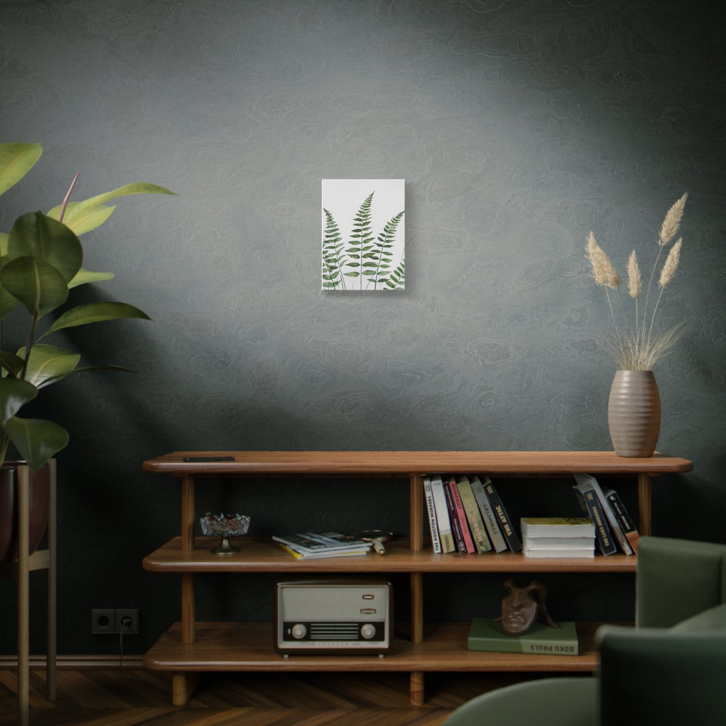 Fern Watercolor Canvas Art – Botanical Matte Stretched Wall Print