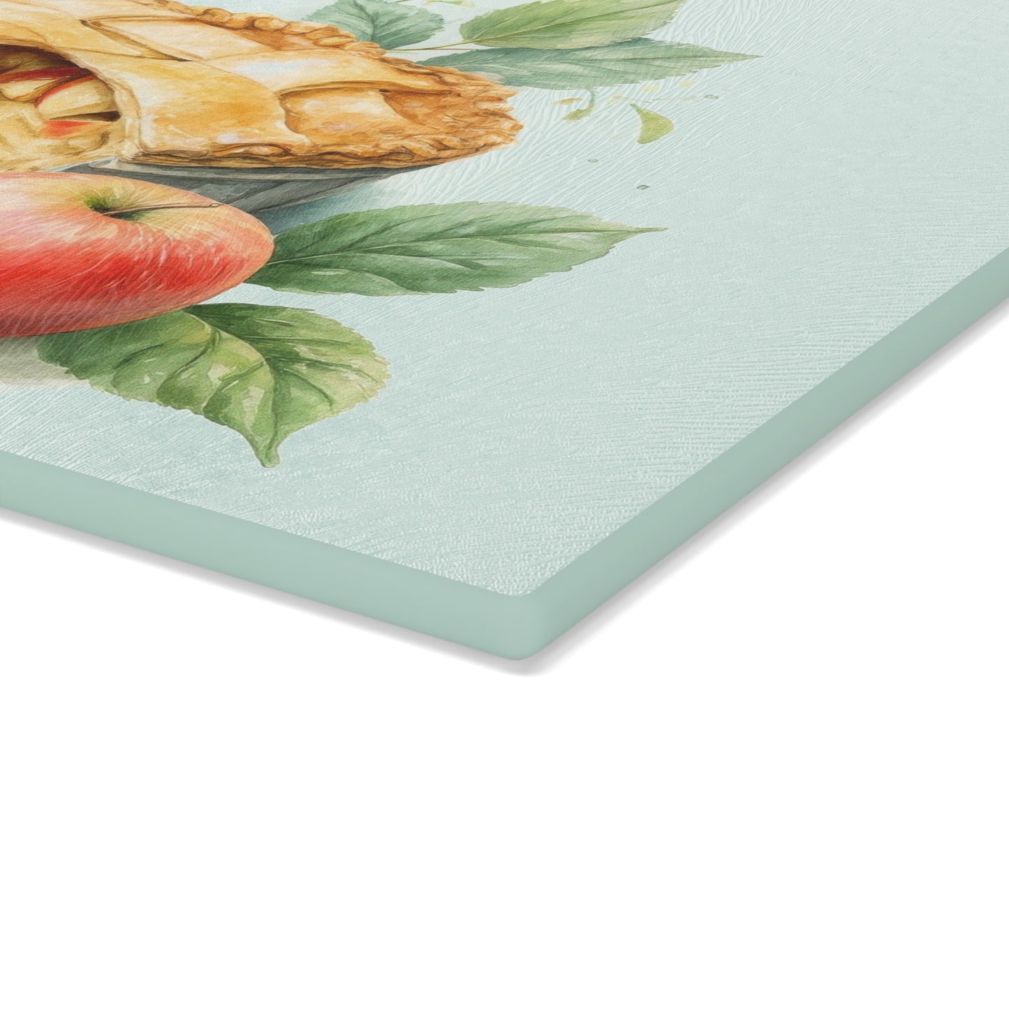 Artisan Glass Cutting Board with Apple Pie Design, Kitchen Decor, Gift for Bakers, Home Cooking, Foodie Gift