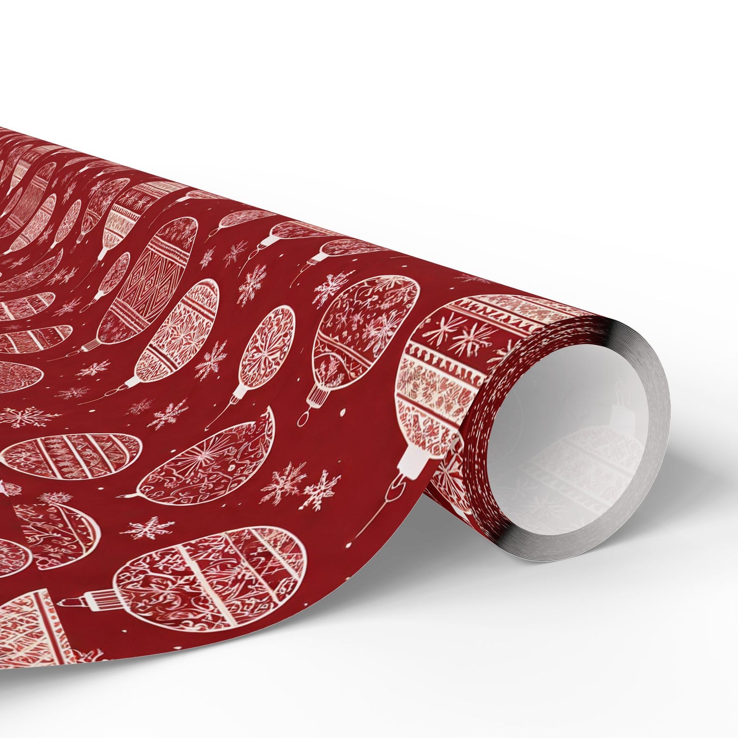 Festive Red Ornament Wrapping Paper Roll — Christmas Gift Wrap