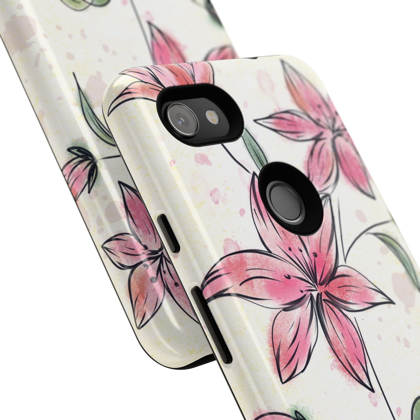 Floral Phone Case with Elegant Pink Lilies, Cute Floral Accessories, Phone Protection, Gift for Her, Stylish Cell Phone Cover