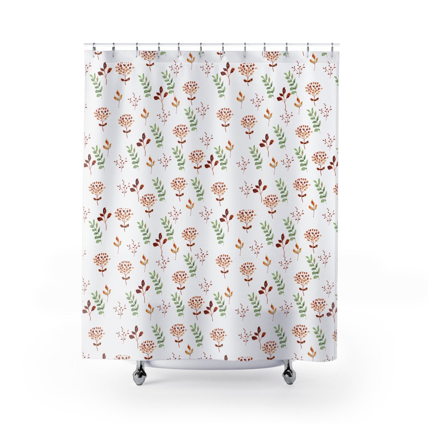 Botanical Floral Shower Curtain — Watercolor Wildflower Pattern