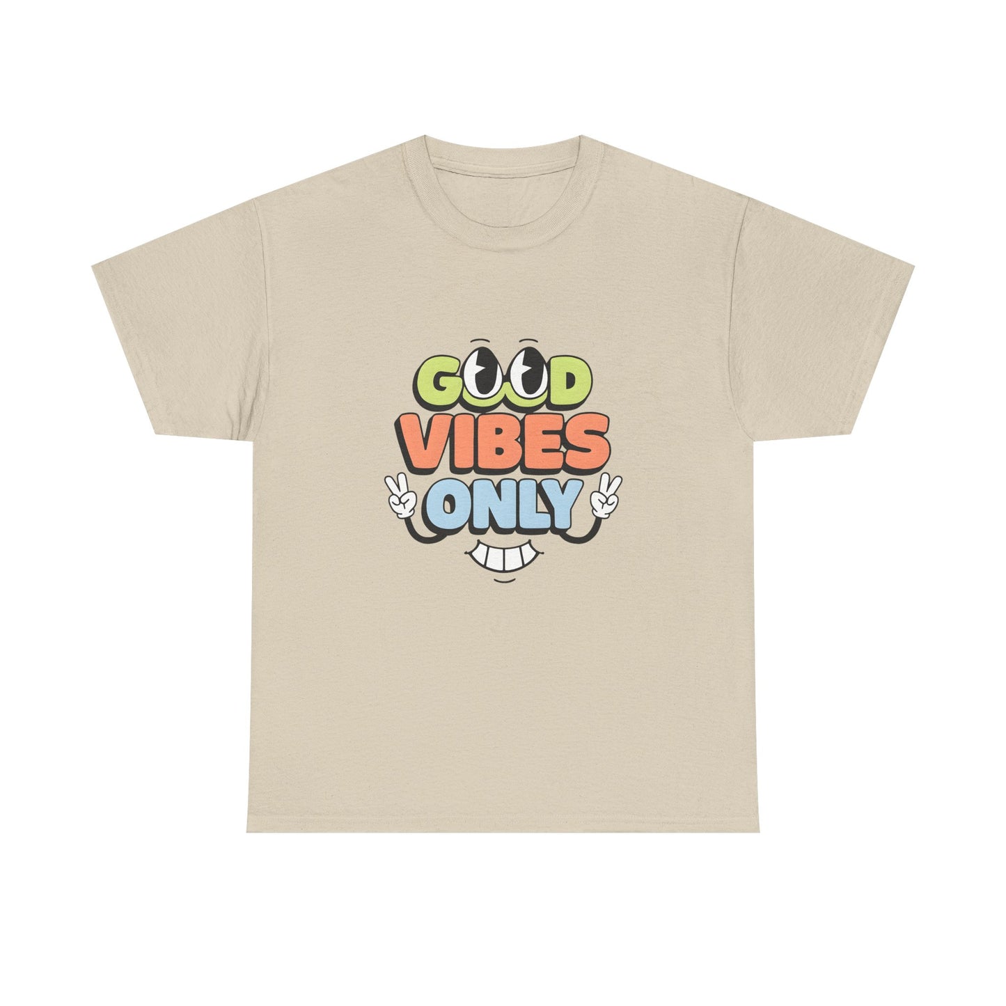 Good Vibes Only Unisex Heavy Cotton Tee, Casual Tee, Positive Message Shirt, Summer Fashion, Gift for Friends, Outdoor Wear