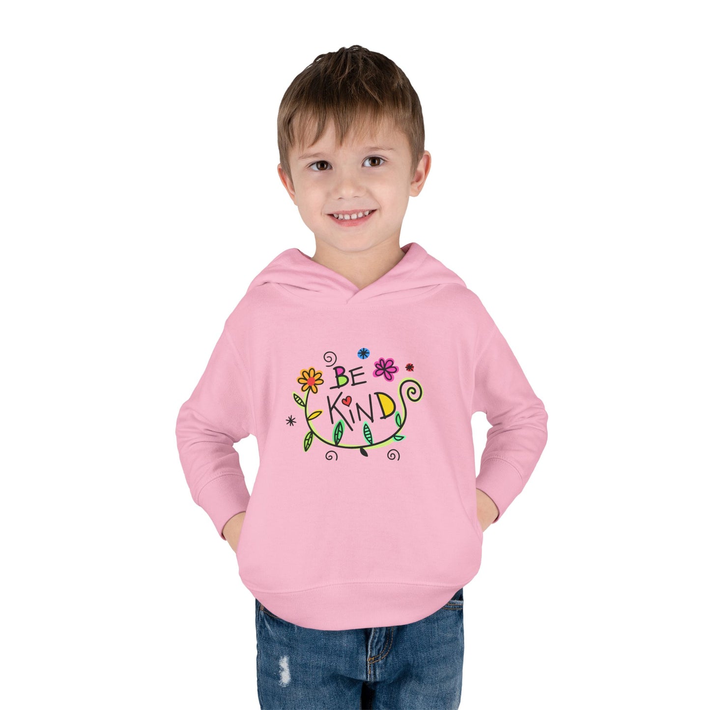 Toddler Fleece Hoodie - 'Be Kind' Floral Design, Cozy Kids Pullover, Cute Gift for Toddlers, Everyday Wear, Spring Outfit