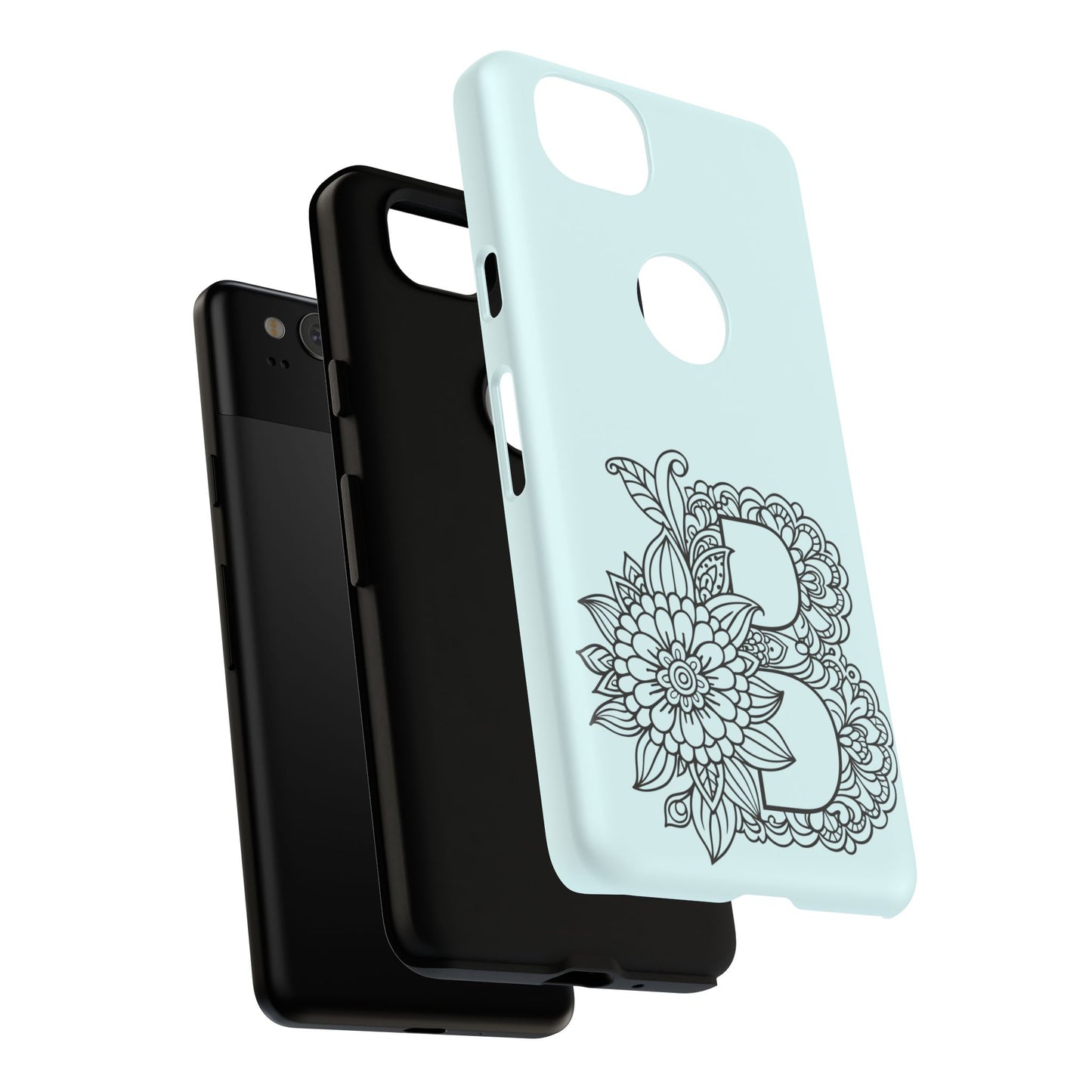 Personalized Tough Phone Case- Letter B, Floral Monogram Cell Phone Cover, Custom Protective Case, Unique Gift, Birthday, Graduation