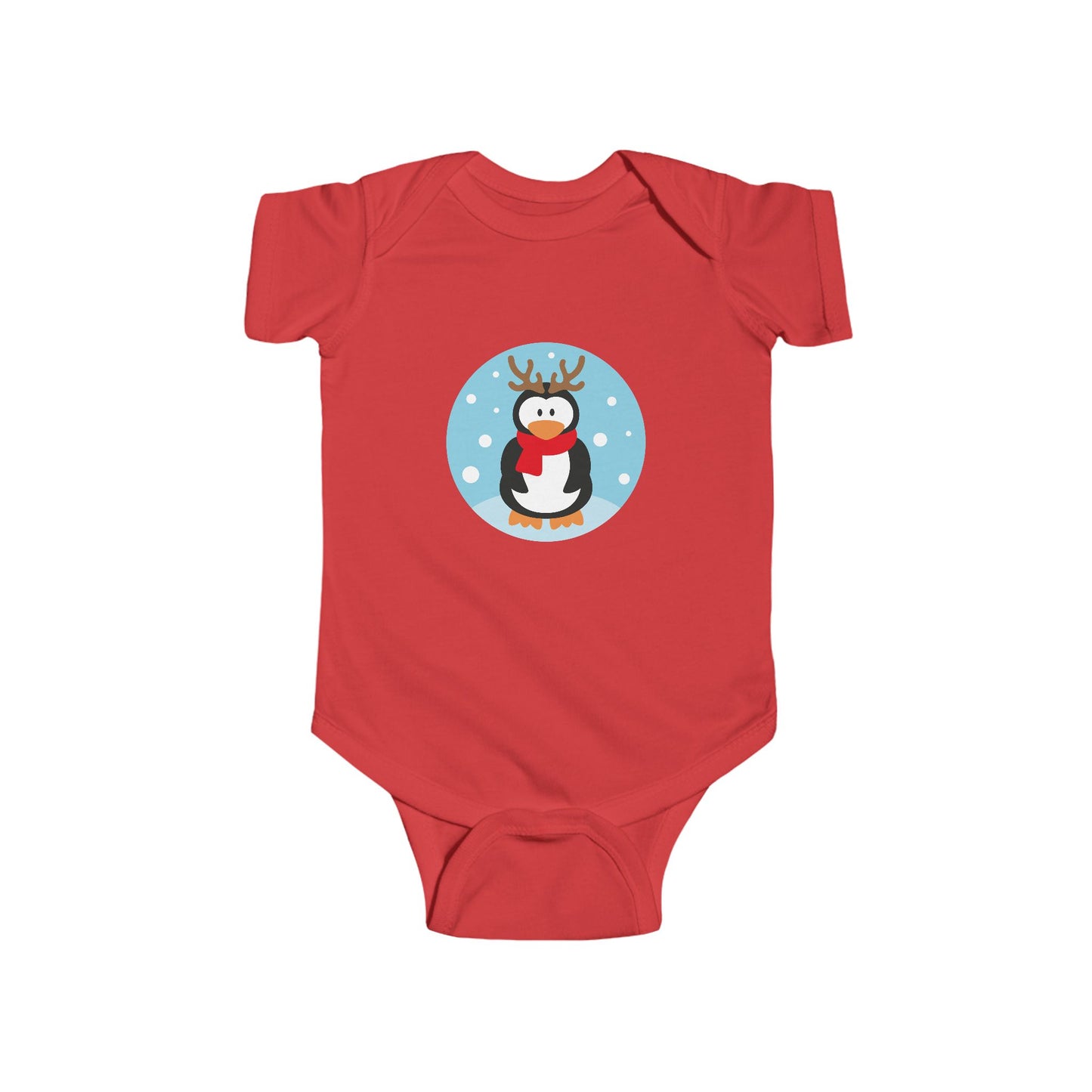 Infant Penguin Reindeer Bodysuit — Cute Holiday Baby Onesie