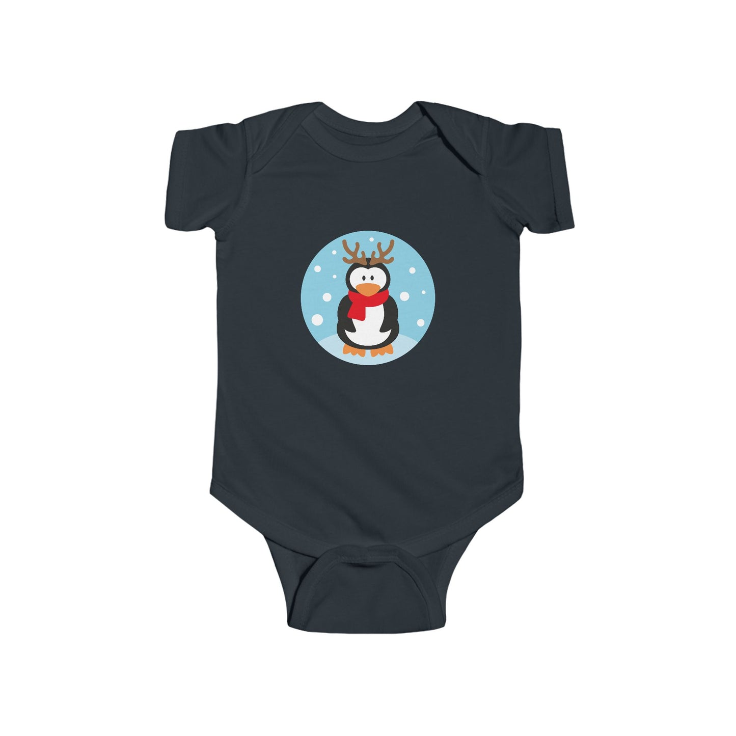 Infant Penguin Reindeer Bodysuit — Cute Holiday Baby Onesie