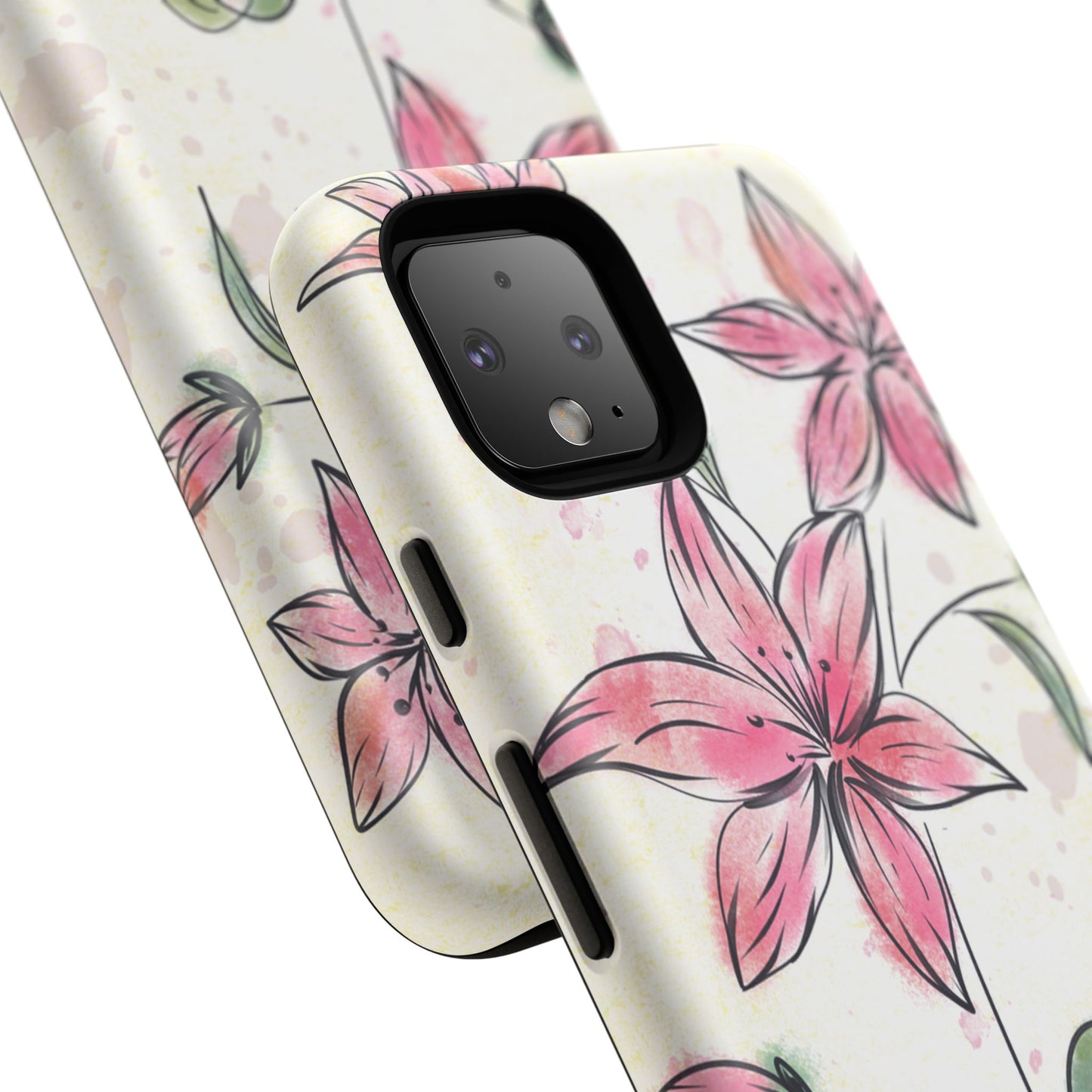 Floral Phone Case with Elegant Pink Lilies, Cute Floral Accessories, Phone Protection, Gift for Her, Stylish Cell Phone Cover