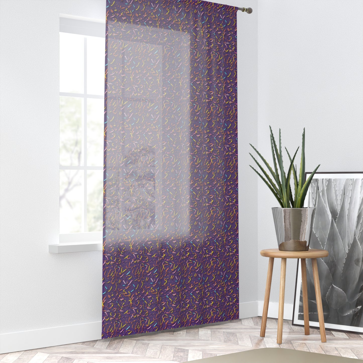 Vibrant Floral Window Curtain - Boho Home Decor, Sheer Drapes, Living Room Accent, Bedroom Privacy, Spring Aesthetic