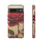 Floral Phone Case with Red Rose Design, Tough Phone Cover, Flower Print, Gift for Her, Stylish Accessory, Floral Aesthetic
