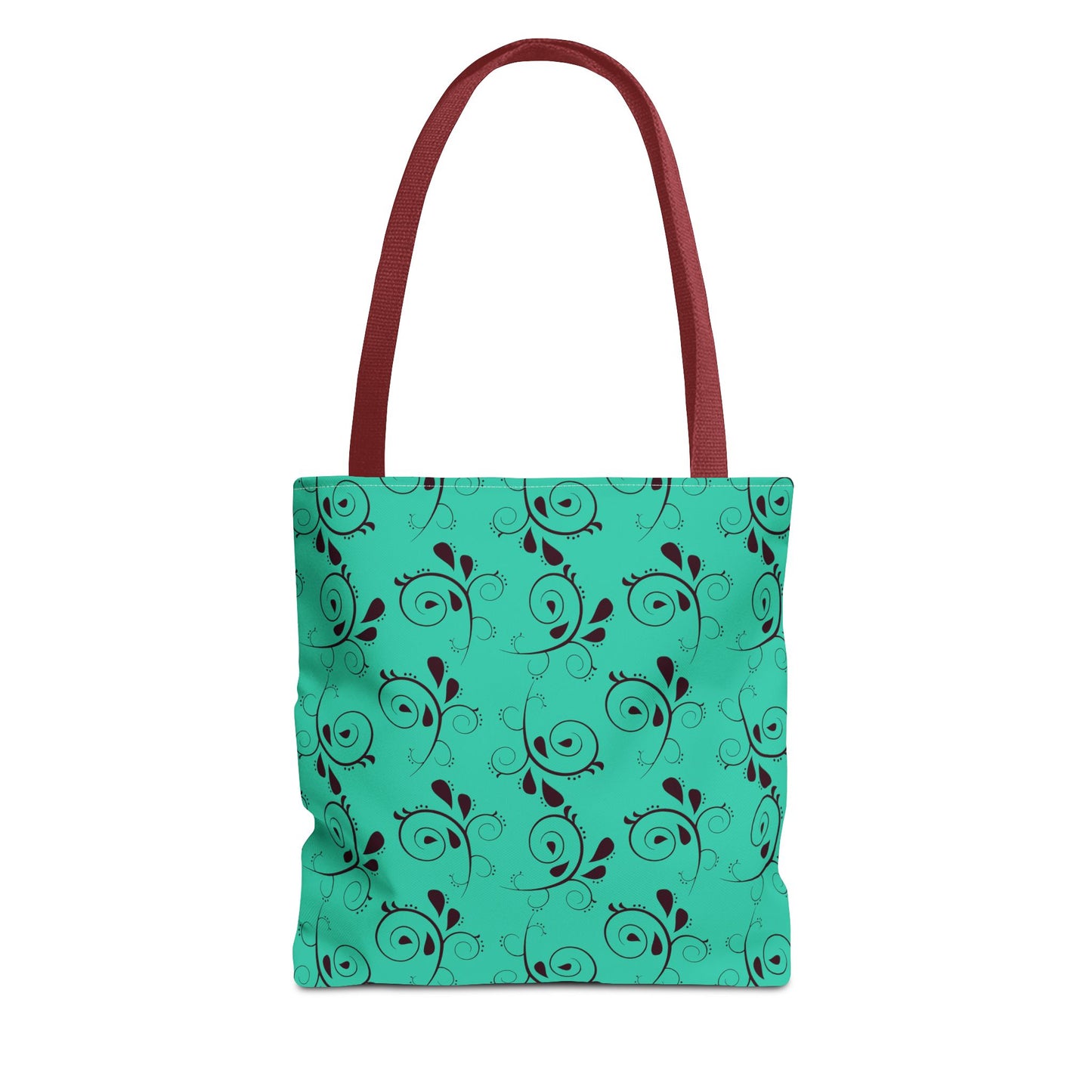Turquoise Floral Swirl Tote Bag – All-Over Print Stylish Shopping Bag