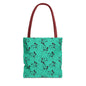 Turquoise Floral Swirl Tote Bag – All-Over Print Stylish Shopping Bag