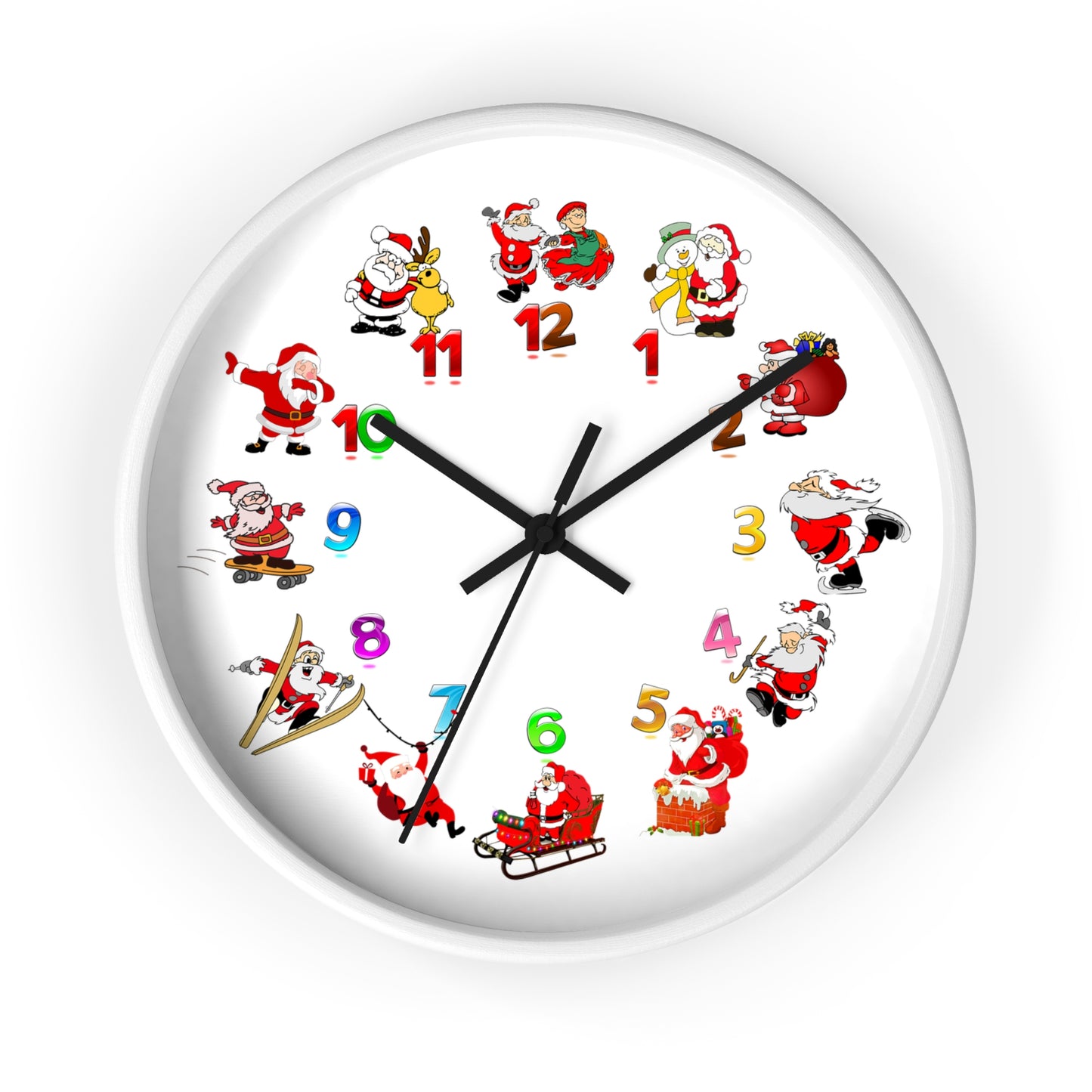 Festive Santa Wall Clock, Christmas Decor, Holiday Home Accent, Gift for Kids, Fun Timepiece, Seasonal Clock, Xmas Decoration