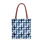Blue Watercolor Plaid Tote Bag — Navy Check Pattern All-Over Print