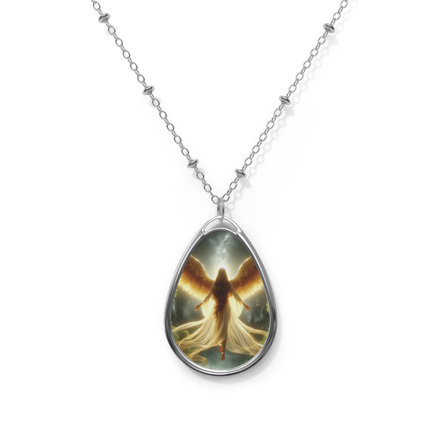Guardian Angel Oval Necklace, Inspirational Jewelry, Faith Gift for Loved Ones