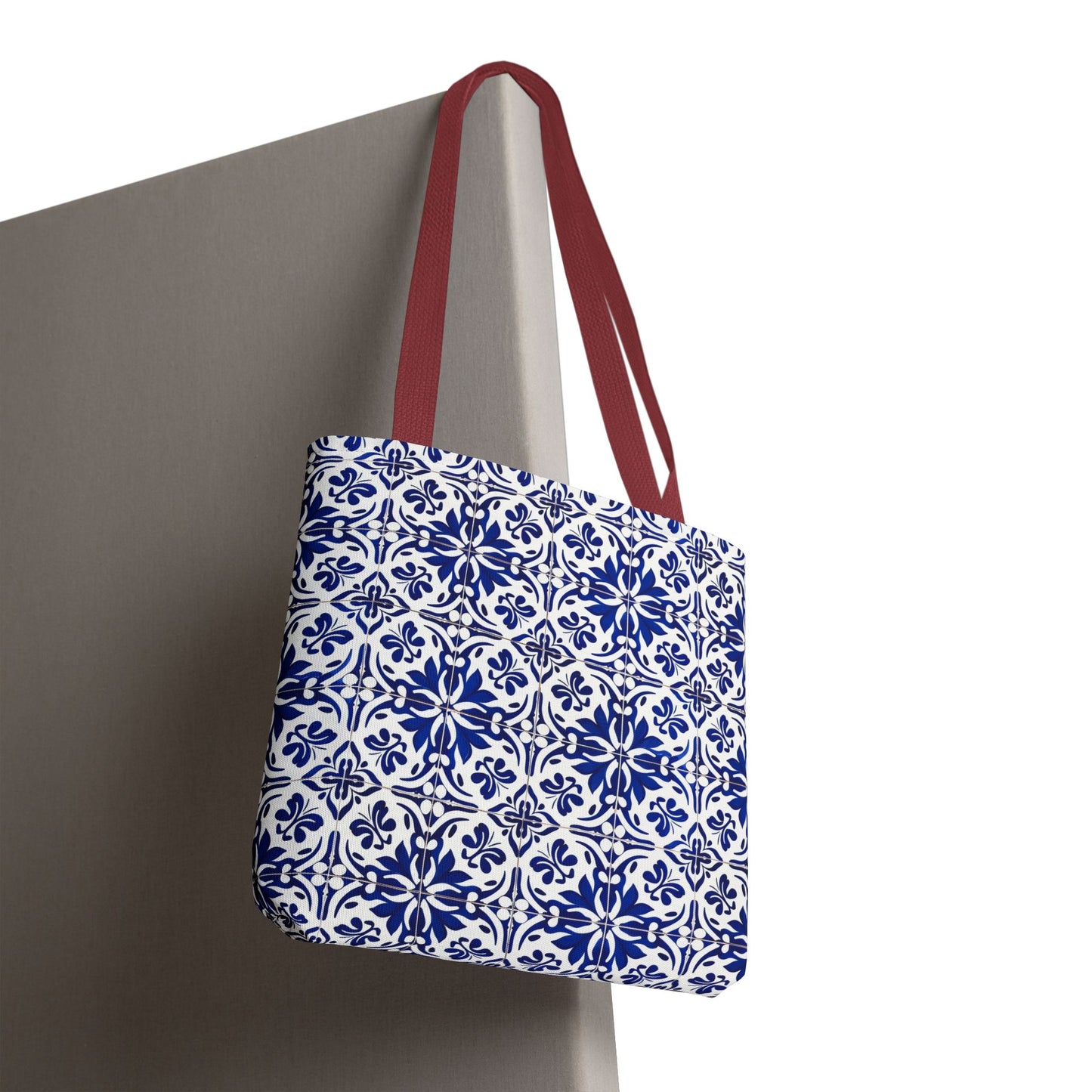 Blue Moroccan Tile Tote Bag - All-Over Print Patterned Market Tote