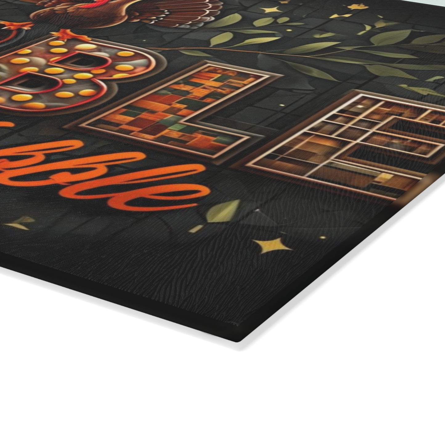 Thanksgiving Glass Cutting Board - Gobble Til You Wobble Design