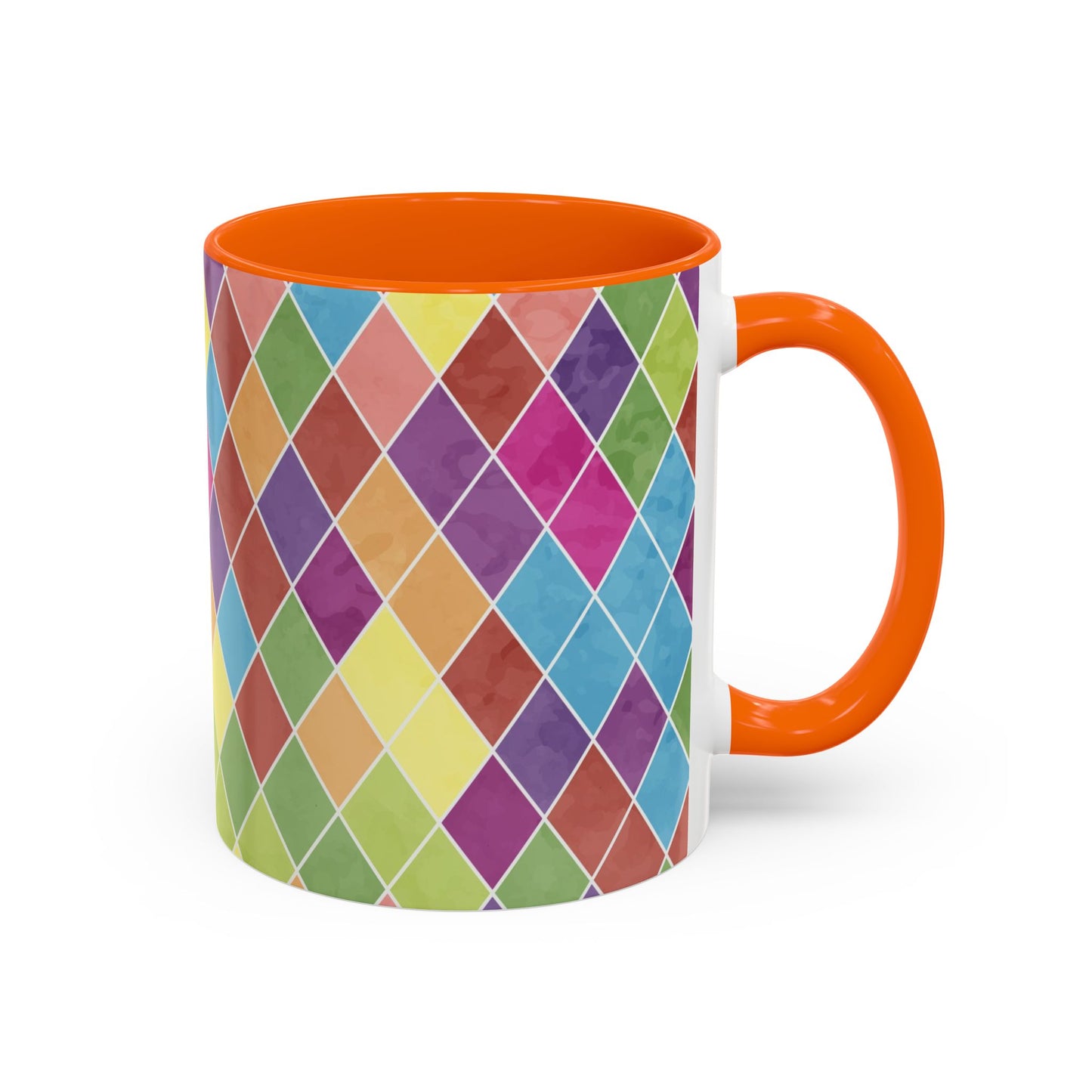 Colorful Diamond Pattern Coffee Mug, Coffee Lover Gift, Bright Kitchen Decor, Artistic Mug, Vibrant Drinkware