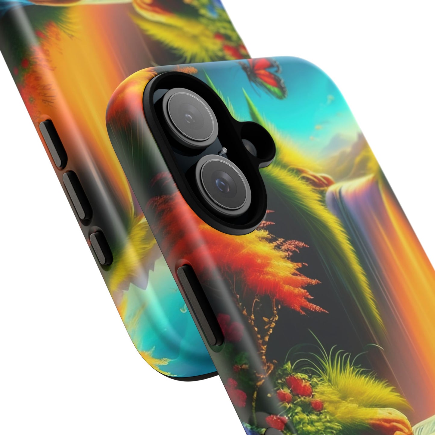 Phone Case - Vibrant Waterfall Landscape with Butterfly | Colorful Nature Protective Case