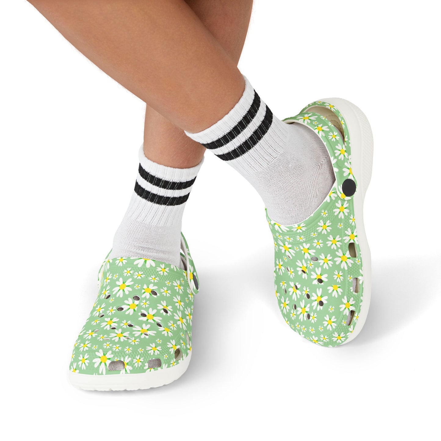 Kids' Floral Print EVA Clogs - Comfortable Garden Shoes, Summer Footwear, Playtime Slippers, Flowers Design, Spring Fashion
