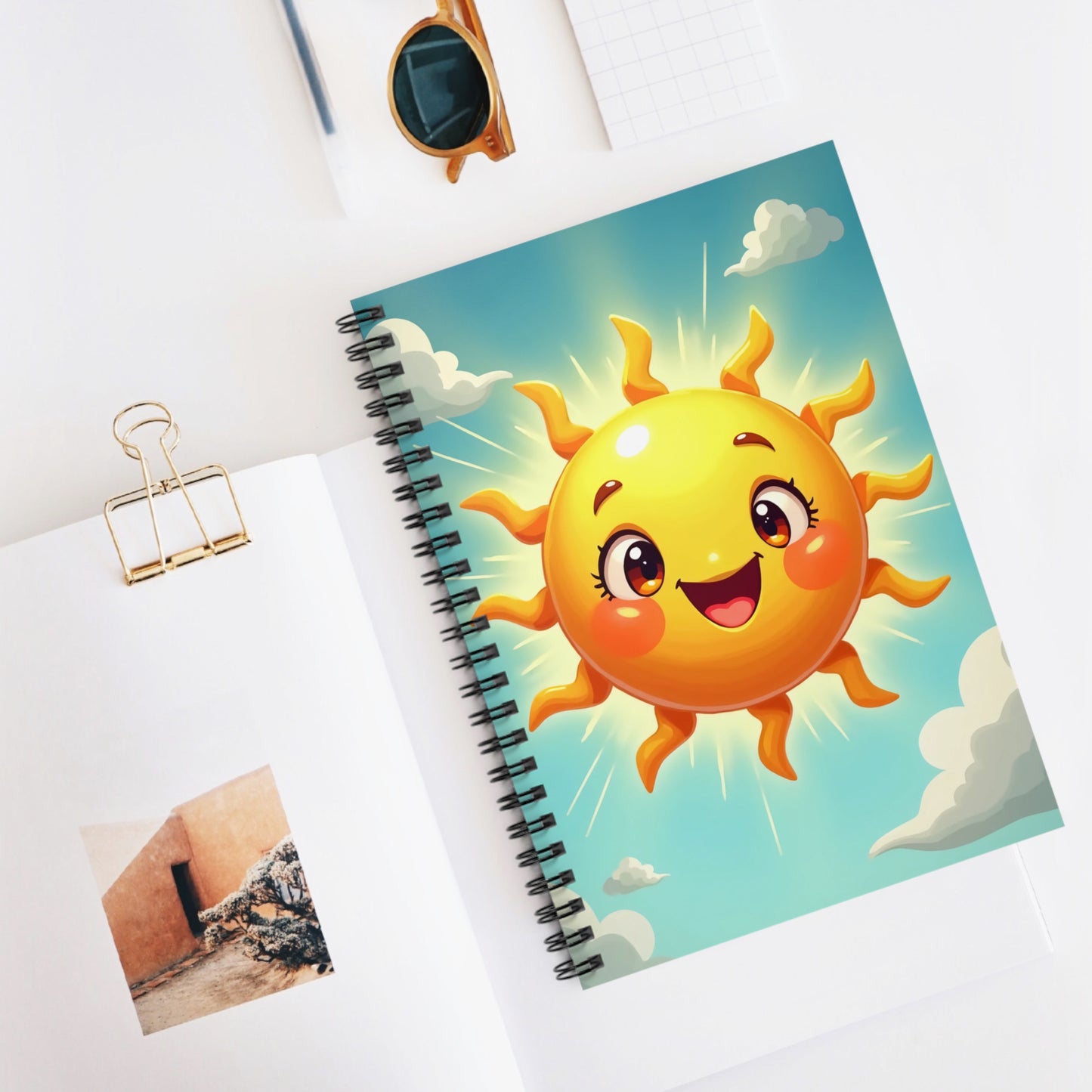 Cheerful Sun Spiral Notebook - Ruled Line, Cute stationery, Inspirational journal, Gift for kids, Sunshine decor, Classroom supplies
