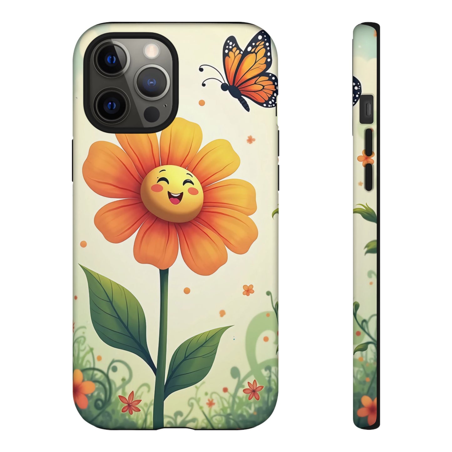 Floral Phone Case with Butterfly Design, Cute Flower Phone Cover for Nature Lovers, Eco-Friendly Gift, Spring Vibes, Birthday Present