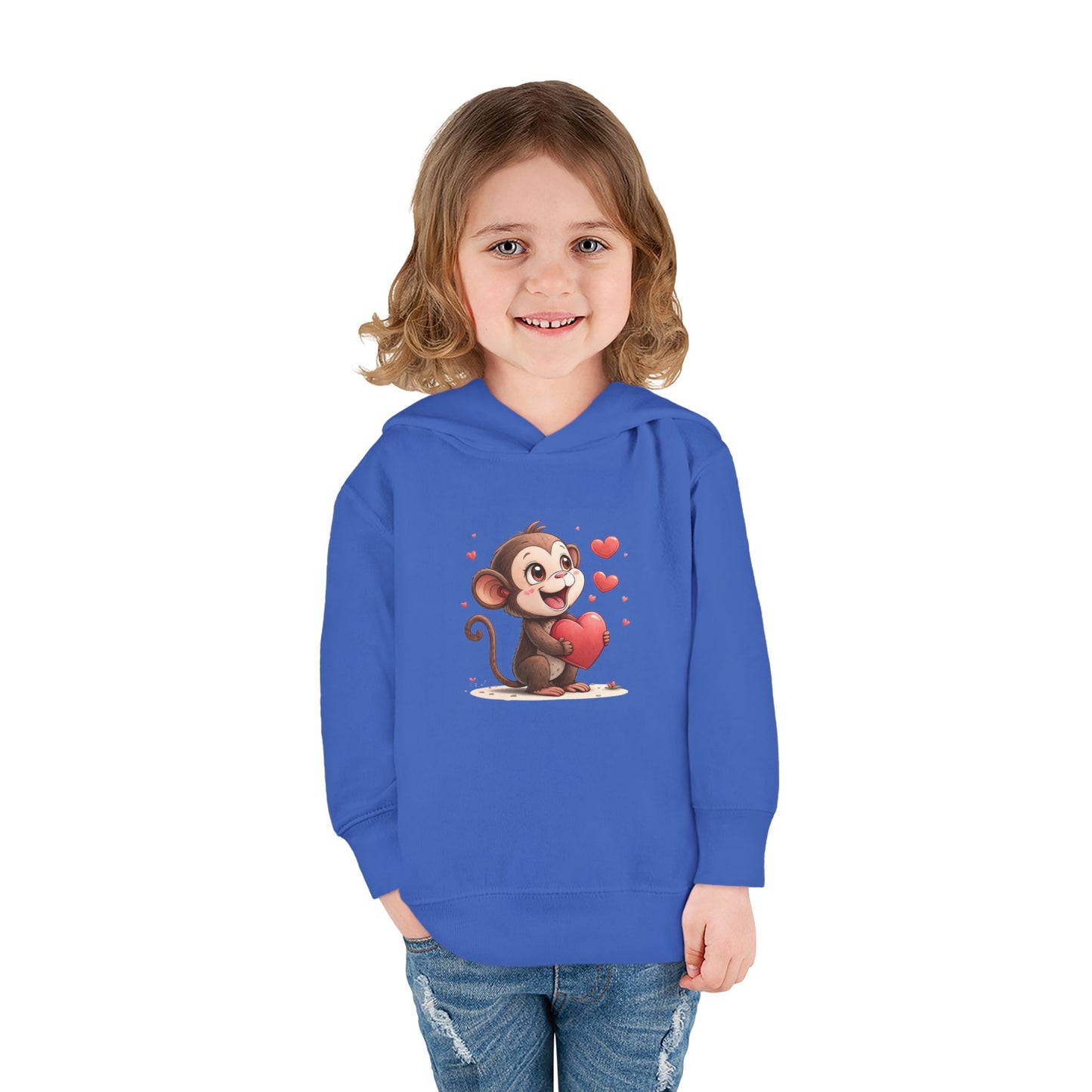 Adorable Toddler Monkey Love Hoodie, Birthday Gift, Kids Pullover, Baby Shower Gift, Cute Fleece Sweatshirt