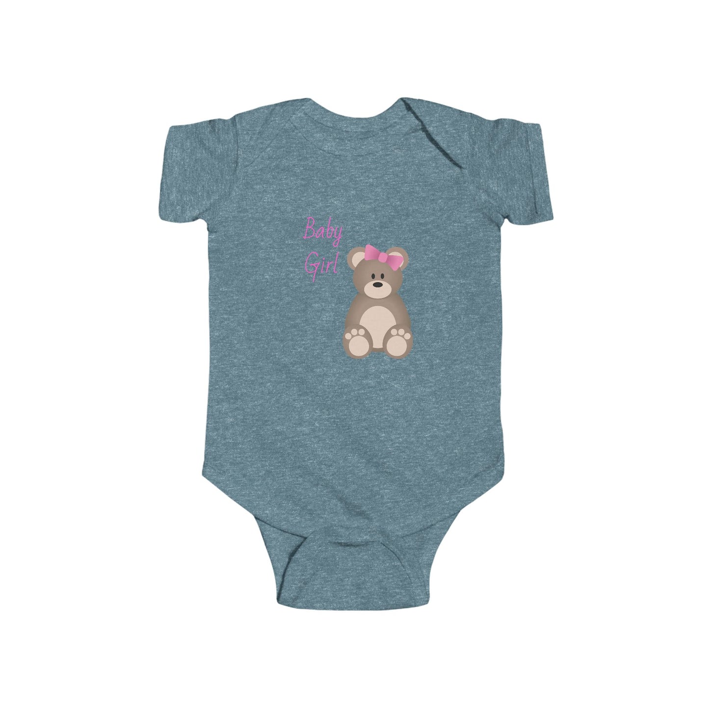Cute Baby Girl Bodysuit with Bear Design, Infant Clothing, Newborn Outfit, Baby Shower Gift, Cute Infant Apparel, Adorable Baby Wear