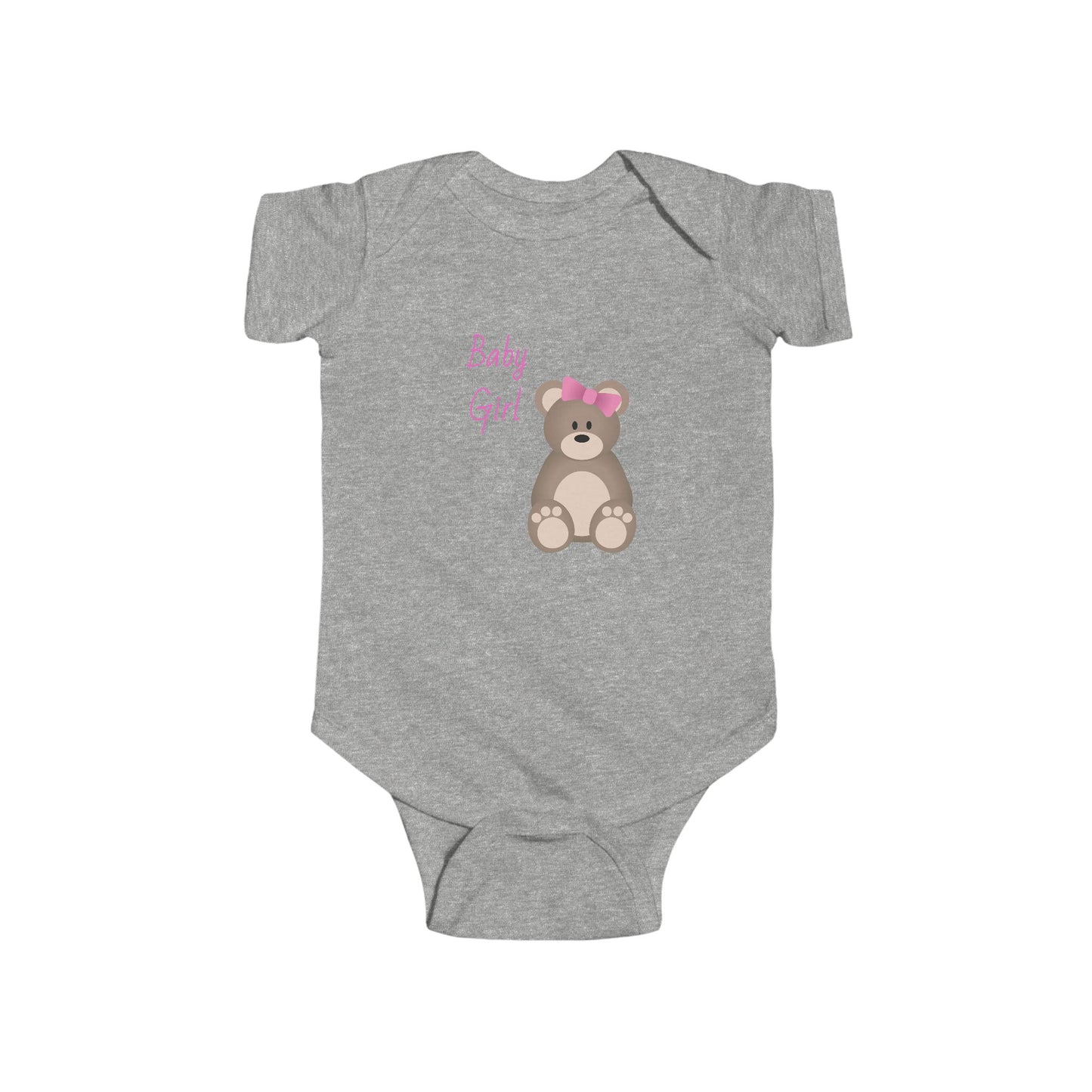 Cute Baby Girl Bodysuit with Bear Design, Infant Clothing, Newborn Outfit, Baby Shower Gift, Cute Infant Apparel, Adorable Baby Wear