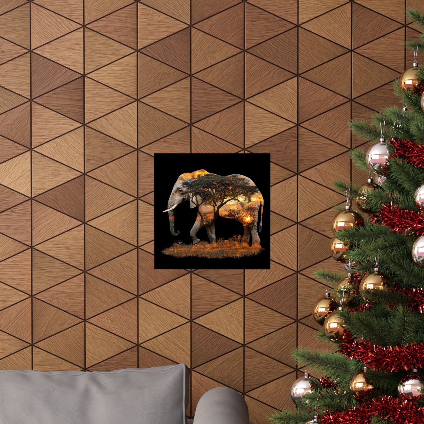 Elephant Sunset Matte Vertical Poster, Wall Art Decor, Animal Lovers Art, Gift for Nature Enthusiasts, Home Decoration