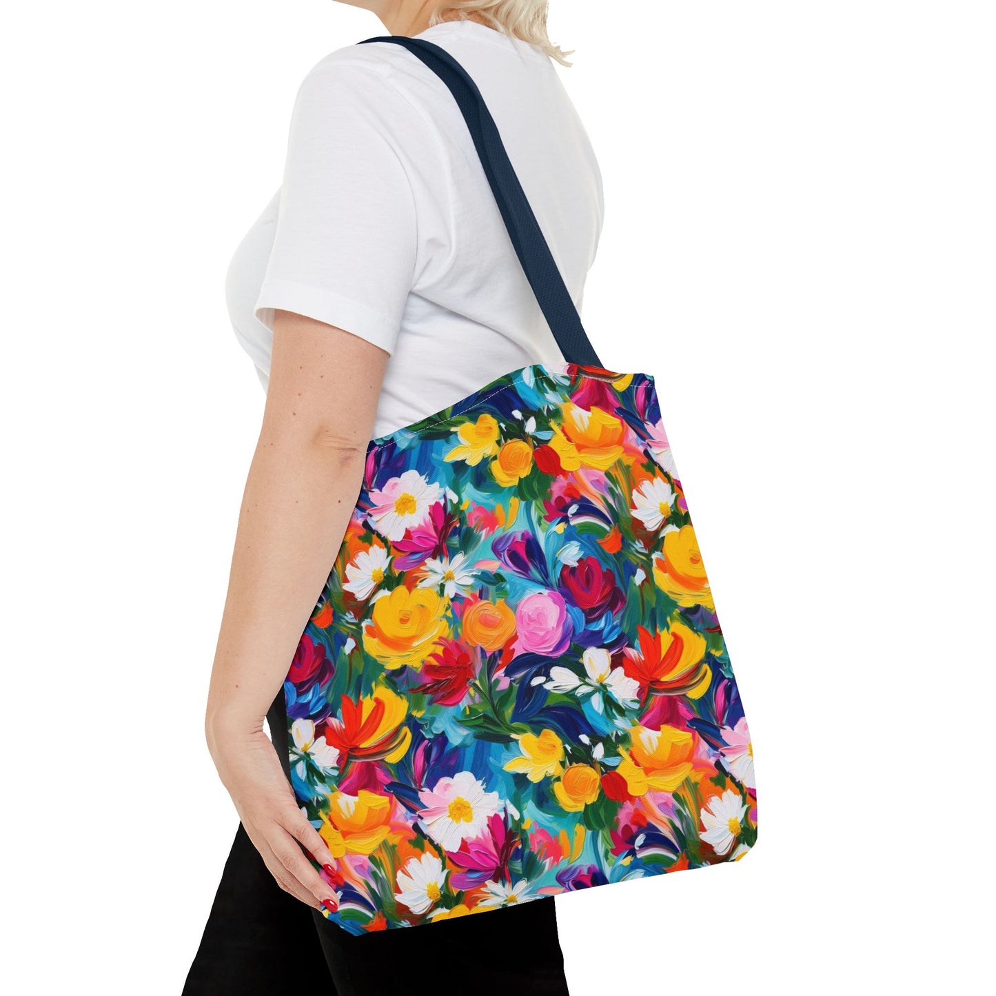 Colorful Floral Tote Bag — Vibrant All-Over Print Shopper