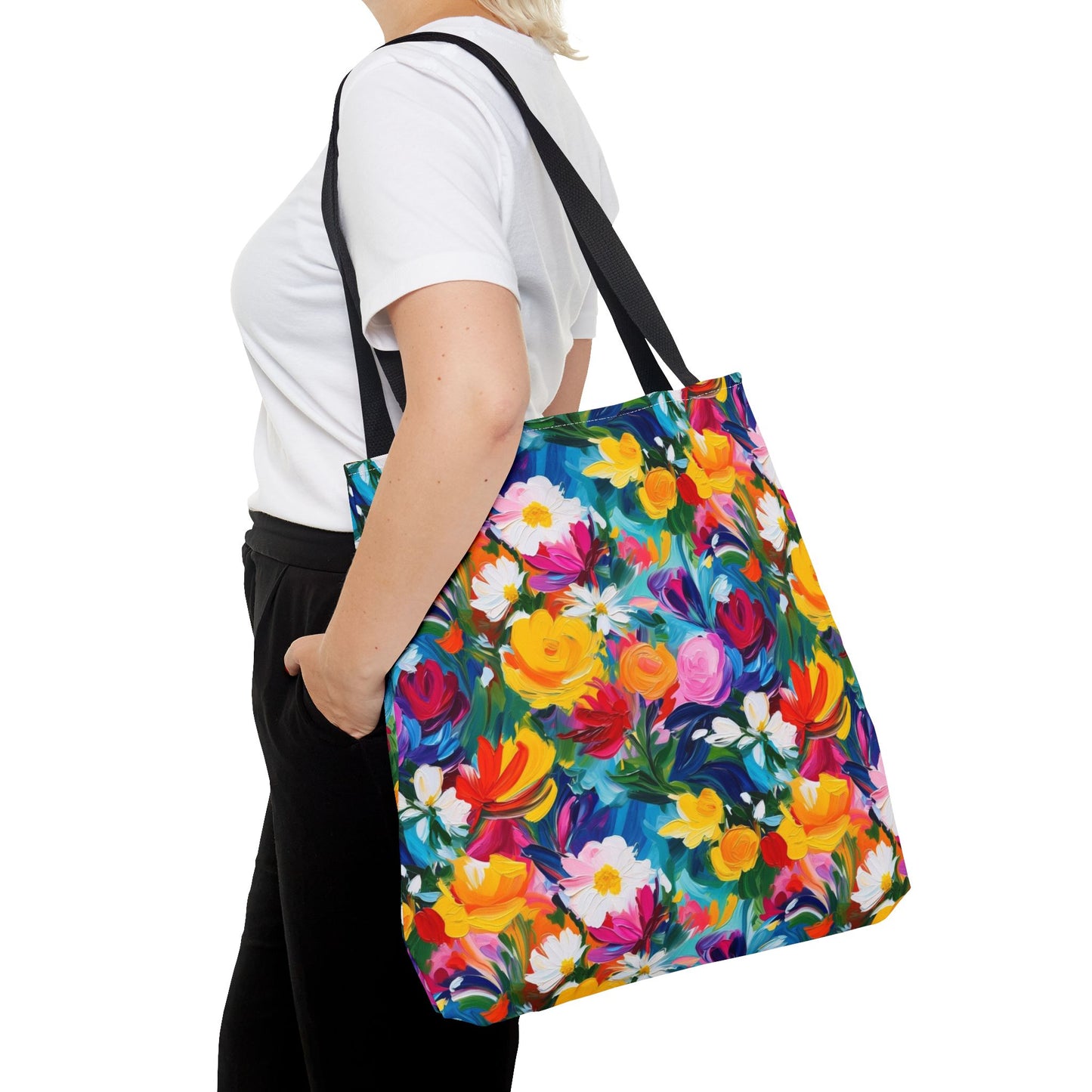 Colorful Floral Tote Bag — Vibrant All-Over Print Shopper