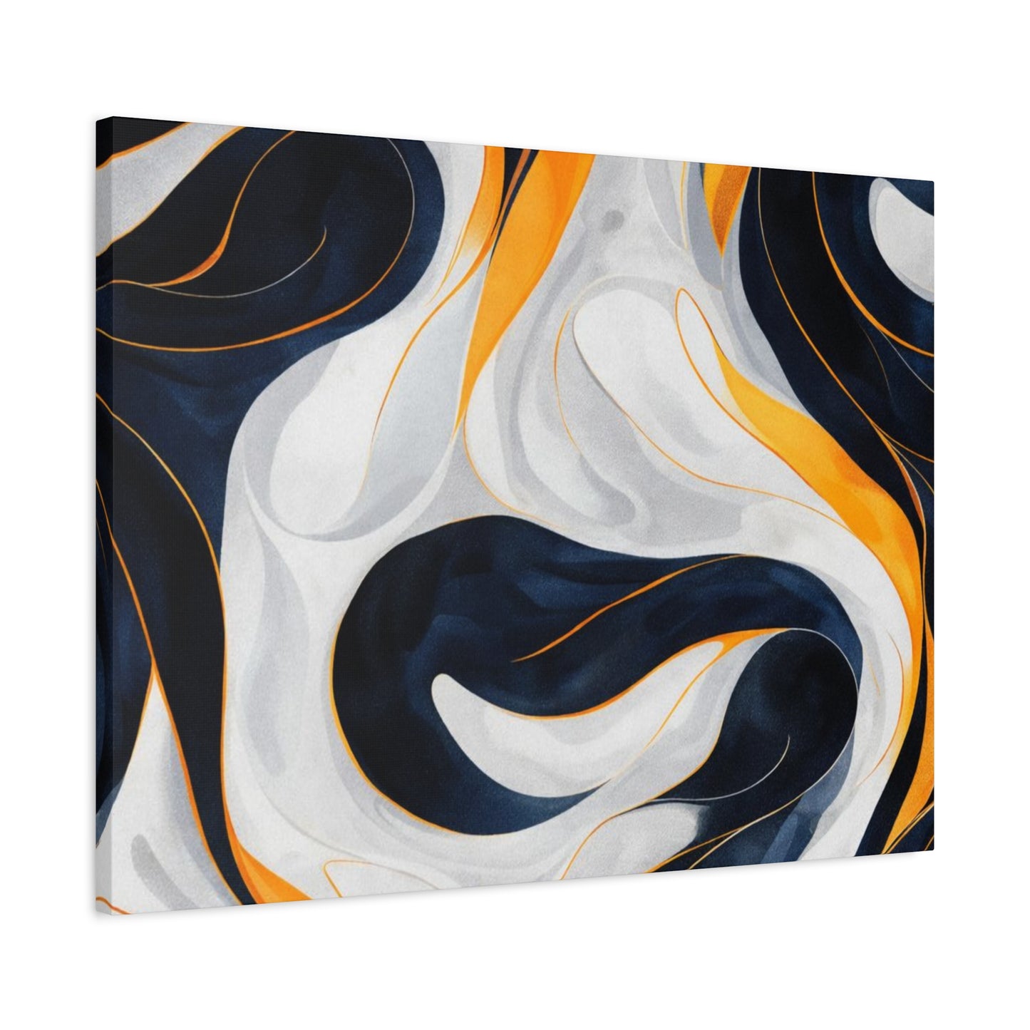 Abstract Navy & Gold Swirl Matte Canvas Wall Art