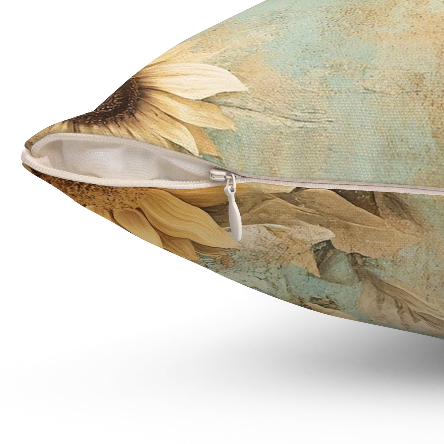 Sunflower Print Square Pillow, Floral Home Decor, Cozy Throw Cushion, Rustic Room Accent, Gift for Her, Summer Vibes