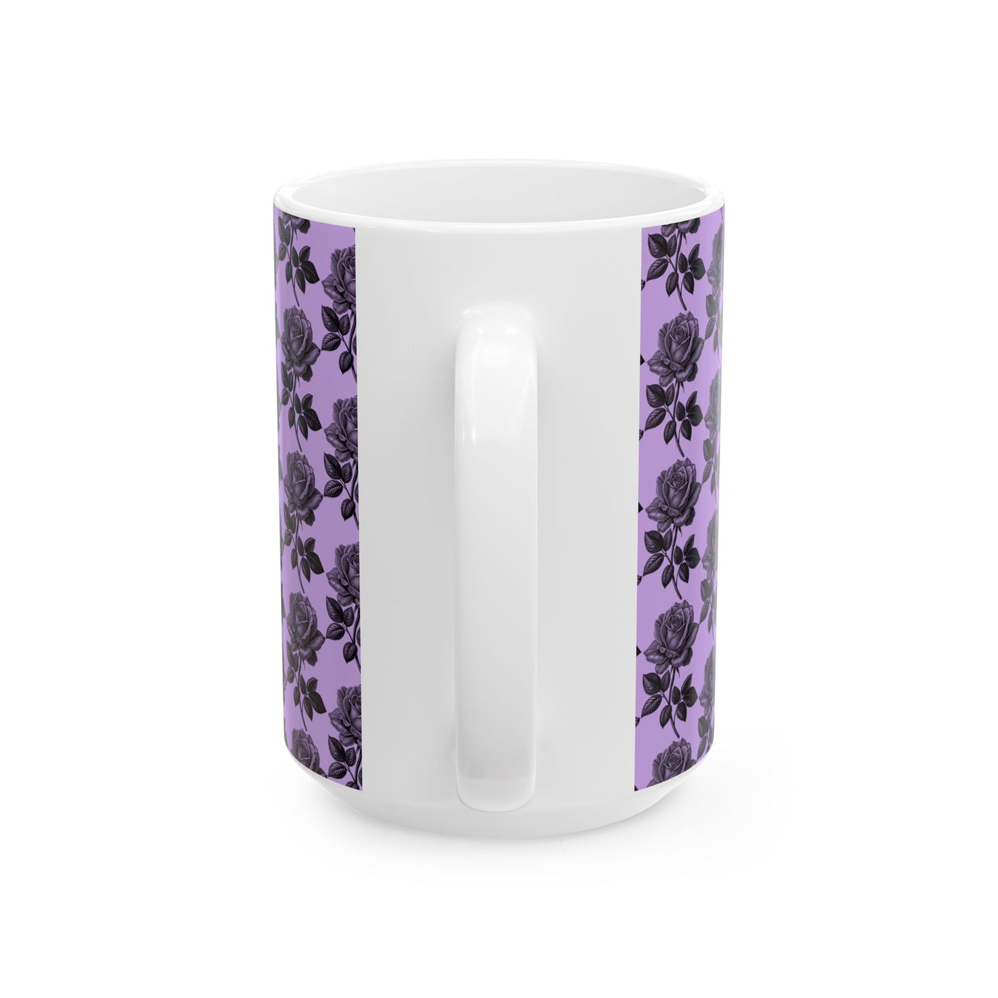Elegant Black Rose Ceramic Mug, Floral Coffee Cup for Home, Office, Gift for Her, Romantic Tea Mug - 11oz, 15oz