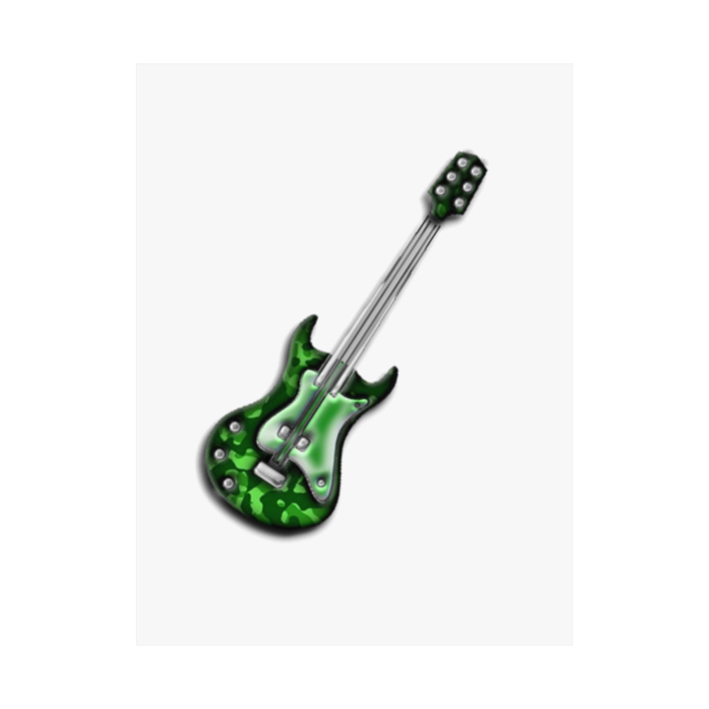 Guitar Art Poster - Rock Music Decor, Green Guitar Wall Art, Musician Gift, Home Office Decor, Music Lover Gift