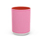 Pink Gingham Accent Coffee Mug, Cute Kitchen Decor, Gift for Coffee Lovers, Home Office Mug, Spring and Summer Vibes