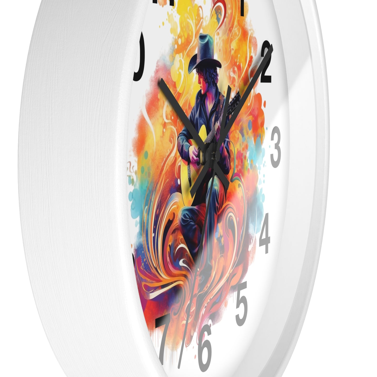 Guitarist Art Wall Clock — Colorful Blues Music Decor