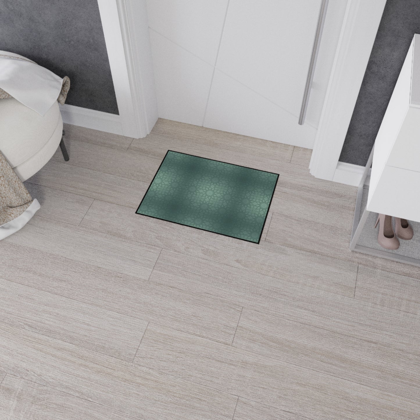 Heavy-Duty Floor Mat — Teal Geometric Anti-Fatigue Rug for Kitchen & Garage