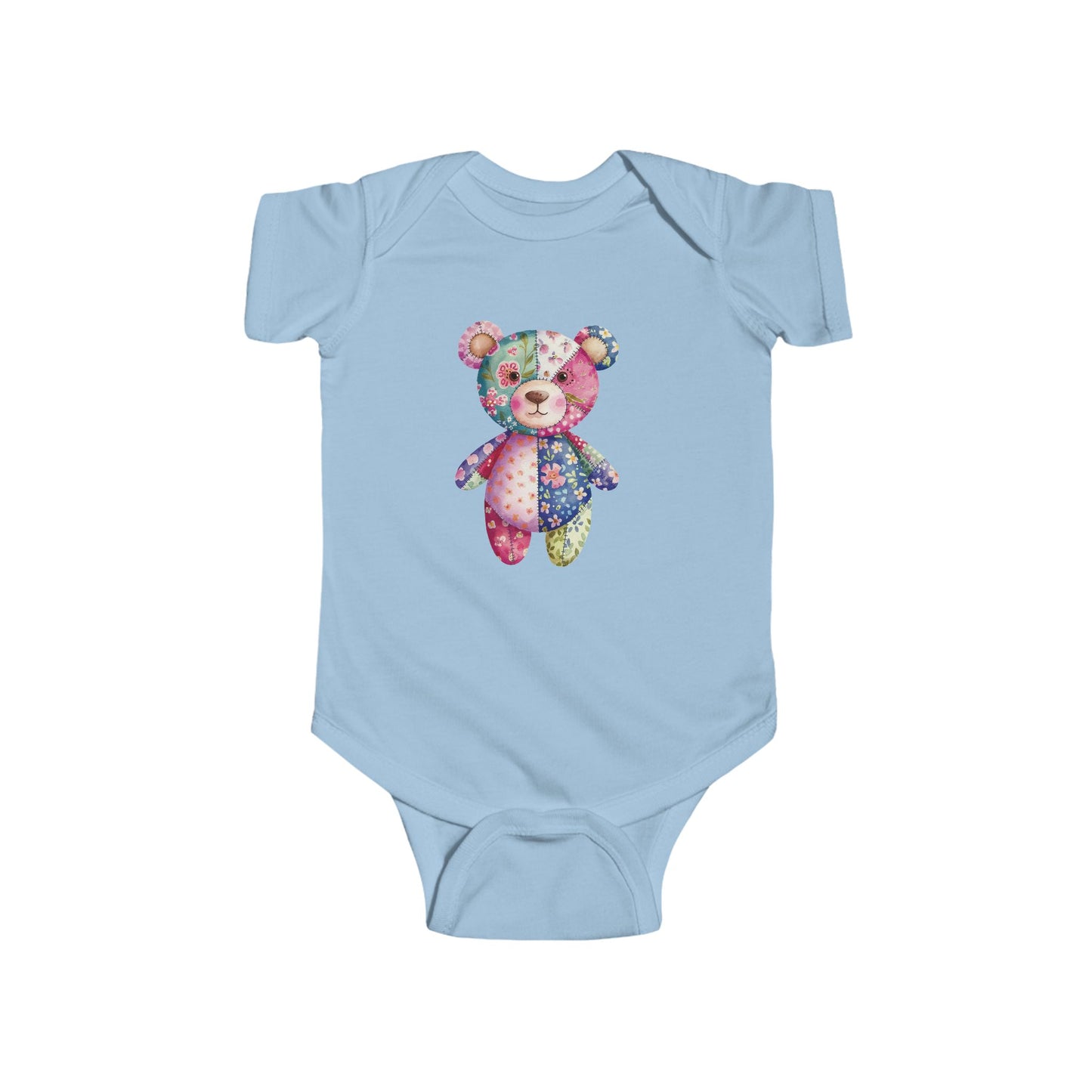 Colorful Floral Teddy Bear Baby Bodysuit, Infant Outfit, Cute Gift, Baby Shower, Nursery Wear, Adorable Newborn Clothing