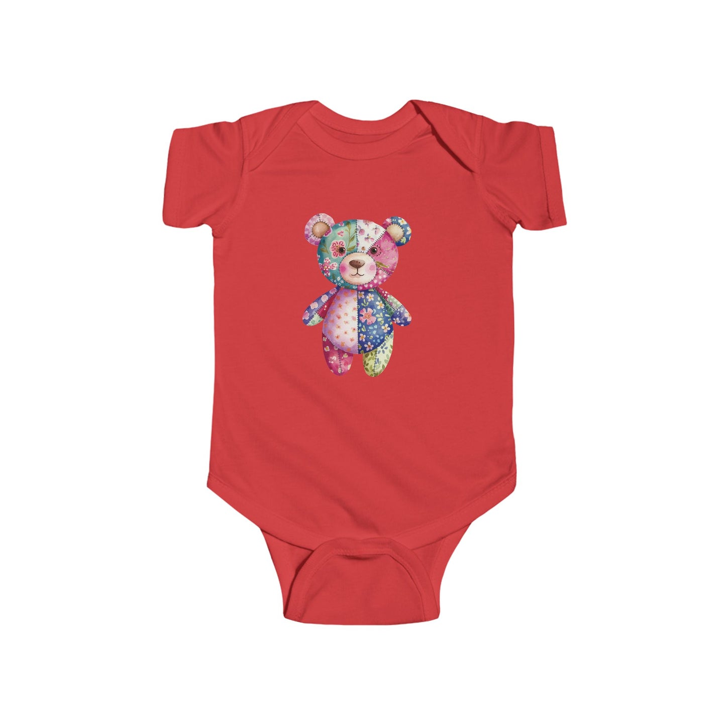 Colorful Floral Teddy Bear Baby Bodysuit, Infant Outfit, Cute Gift, Baby Shower, Nursery Wear, Adorable Newborn Clothing