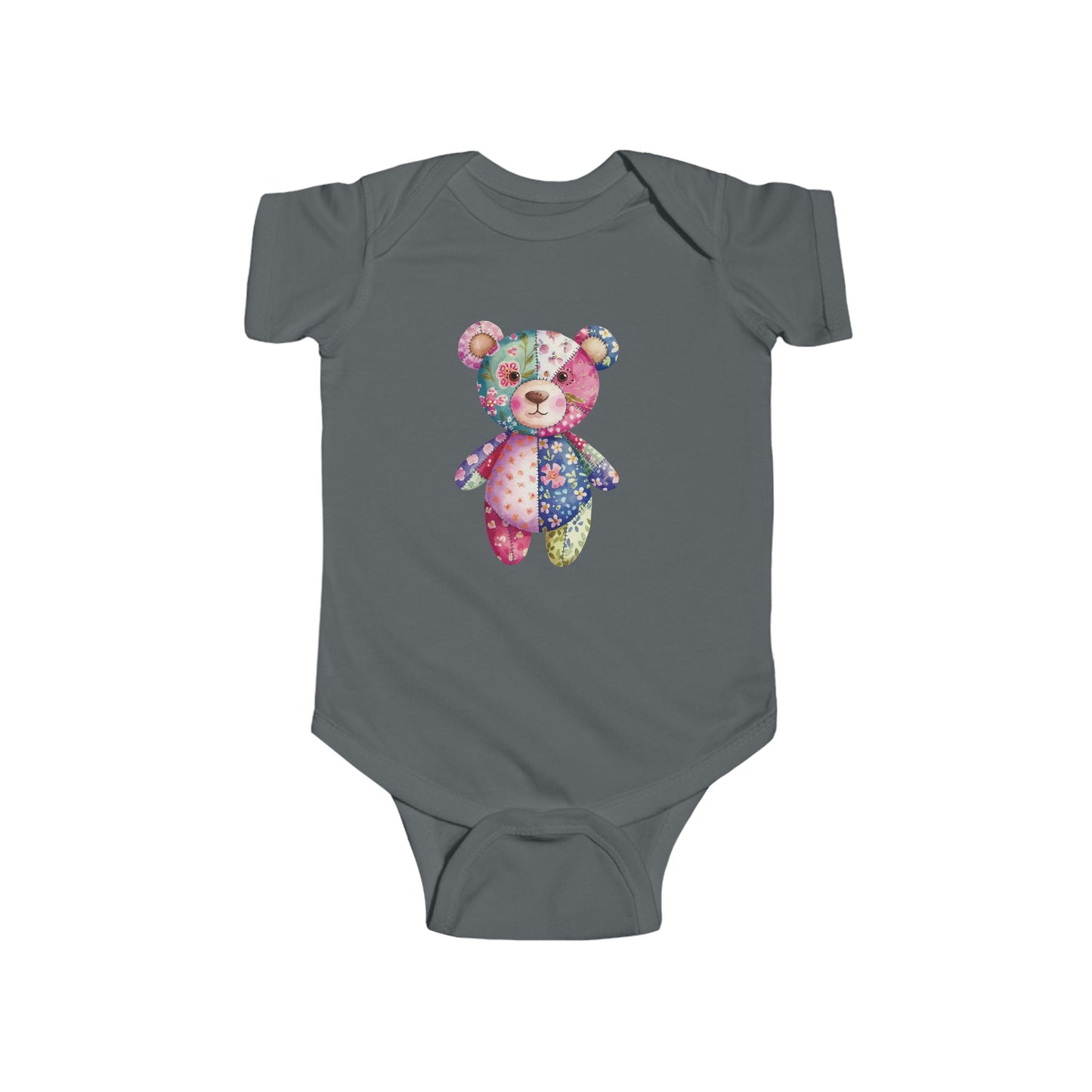 Colorful Floral Teddy Bear Baby Bodysuit, Infant Outfit, Cute Gift, Baby Shower, Nursery Wear, Adorable Newborn Clothing